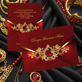 Cartão De Visita Stunning Elegant Regal Red Gold Jewels Gems