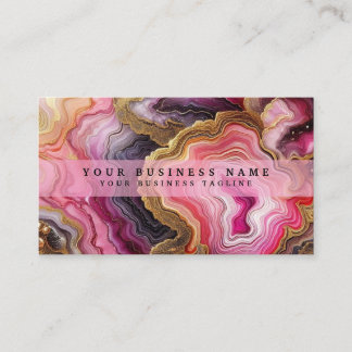 Cartão De Visita Stunning Pretty Pink & Gold Geode Watercolor