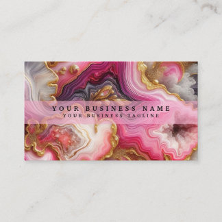 Cartão De Visita Stunning Pretty Pink & Gold Geode Watercolor