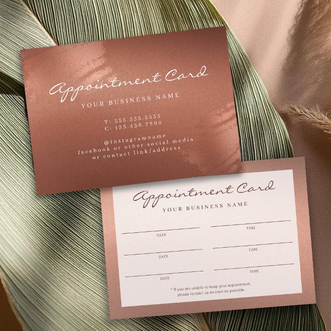 Cartão De Visita Stylish Bronze Business Modern Appointment Card (Stylish Bronze Business Modern Appointment Card)