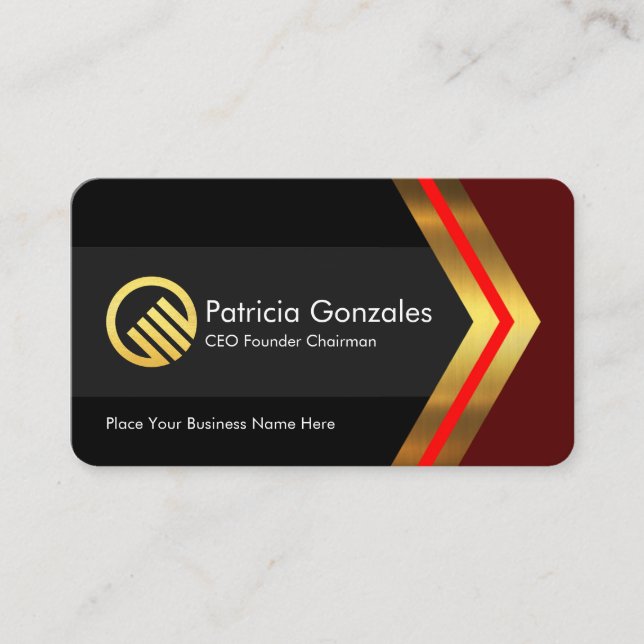Cartão De Visita Stylish Creative Gold Arrowheads Business Owner (Frente)