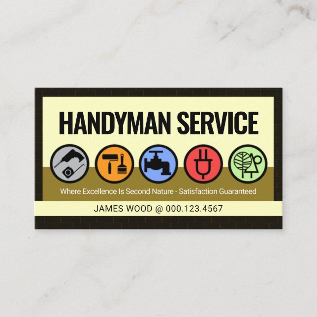 Cartão De Visita Stylish Creative Handyman Tools Icon Layer (Frente)