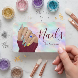 Cartão De Visita Stylish Nail Art Iridescent Opal Manicurist Artist