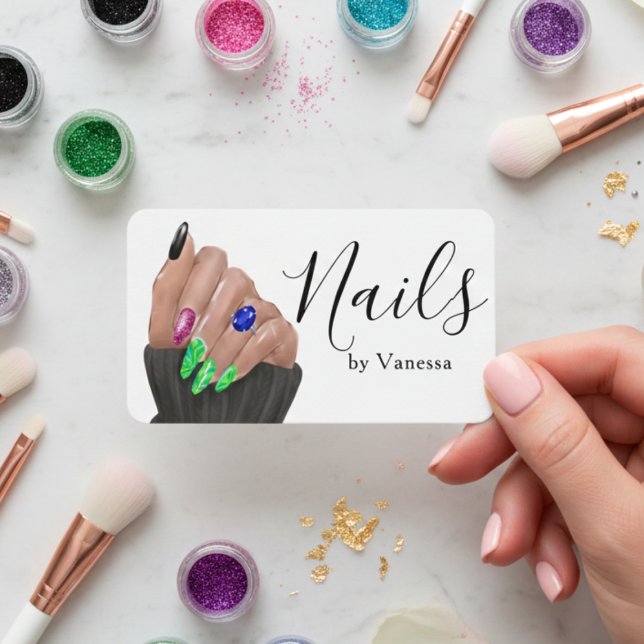 Cartão De Visita Stylish Nail Artist Nail Technician Branding (Criador carregado)