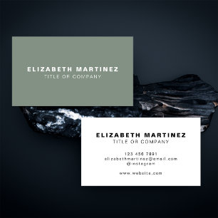 Cartão De Visita Stylish Sage Green Front and Back Personalized