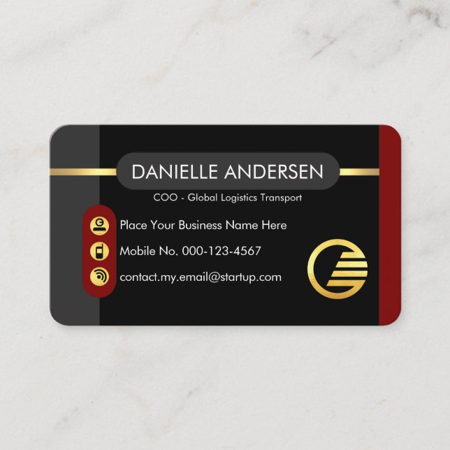 Cartão De Visita Stylish Startup Global Enterprise COO (Frente)