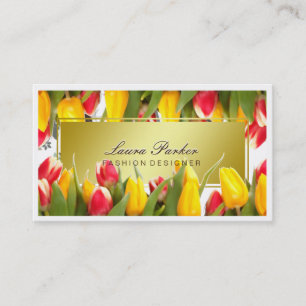 Cartão De Visita Stylist de Cabelos Artista Floral Dourado