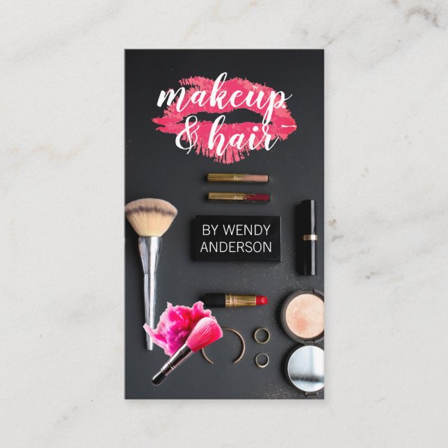 Cartão De Visita Stylist para maquiagem e cabelo | Salon Brushes (Frente)