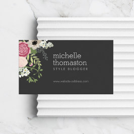 Cartão De Visita Stylist para o Buquê Floral Elegante, Blogueiro, D