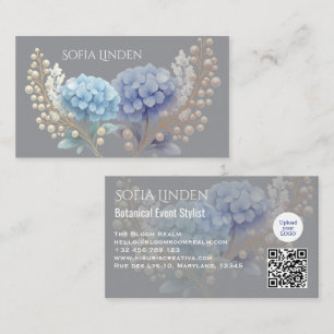 Cartão De Visita Stylist para o evento Pó Azul Hydrangea Watercolor