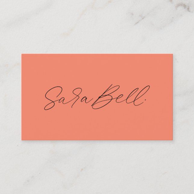 Cartão De Visita Sua Assinatura Manuscrita Carregar Coral Moderno (Frente)