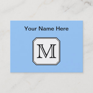 Cartão De Visita Sua Carta. Monograma Personalizado. Branco Azul Pr