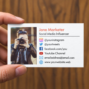 Cartão De Visita Sua Foto   Ícones de Mídia Social Youtube, Sites