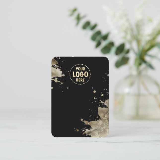 Cartão De Visita Sua placa de abertura metálica grande preta (Em pé/Frente)