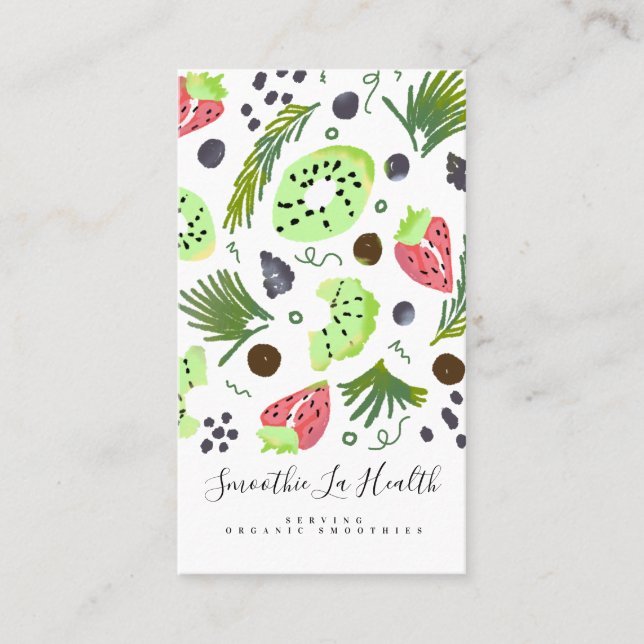 Cartão De Visita Suavização orgânica Fruta Bebidas De Pé-De-Pé (Frente)