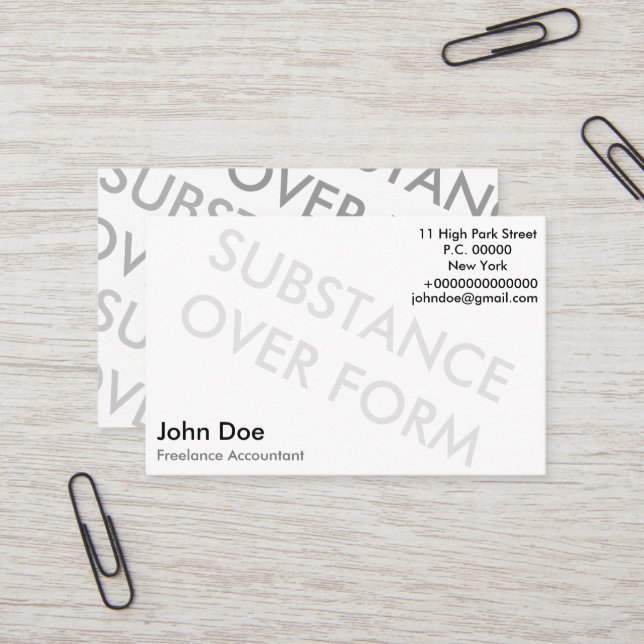 Cartão De Visita "Substância sobre a forma" (Frente/Verso In Situ)