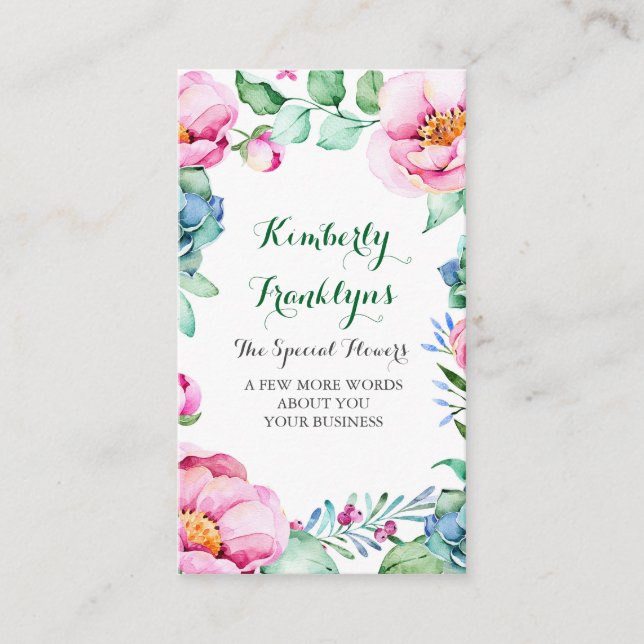 Cartão De Visita Succulents botânicos da flor do jardim floral (Frente)