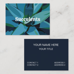 Cartão De Visita Suculentas Cacto Agave Azul