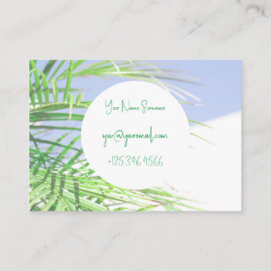 Cartão De Visita Summer Vibes Palm Tree deixa pastel verde pálido