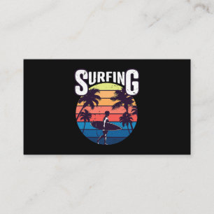 Cartão De Visita Summer Vintage Surfing Surf Surfing Beach Palm Tre