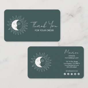 Cartão De Visita Sun & Moon Boho - Pedido de Ícones Sociais Obrigad