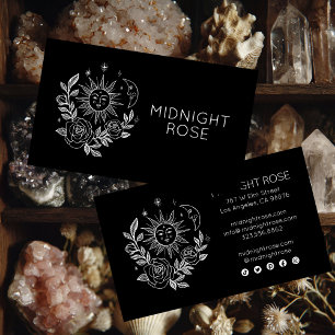 Cartão De Visita Sun Moon & Rosas Magical Boho Black White PERSONAL