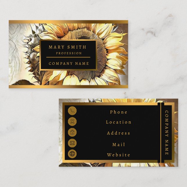 Cartão De Visita Sun na Coleção de Arte Moderna de Sunflower (Frente/Verso)