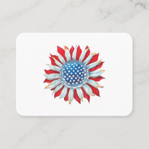 Cartão De Visita Sunflower American Flag 4 de julho Women Men Meri