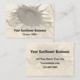 Cartão De Visita Sunflower Vintage País Russo Sepia Floral