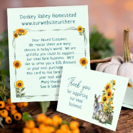 Cartão De Visita Sunflowers Farmers Market Folded Customer Thanks