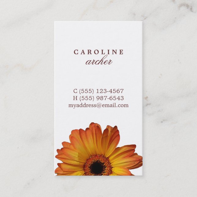 Cartão De Visita Sunny Orange gerbera daisy flower chamada pessoal (Frente)