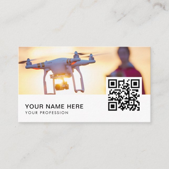 Cartão De Visita Sunset Drone pilote QR Code (Frente)