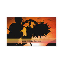 Sunset Sunflower Silhout Laranja Negro Holístico