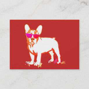 Cartão De Visita Super Bulldog Francês vermelho