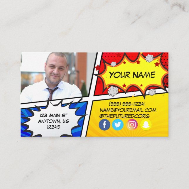 Cartão De Visita Super-herói da Fundação Futuro 2 (Frente)