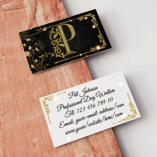 Cartão De Visita Super Luxo Preto + Monograma Dourado