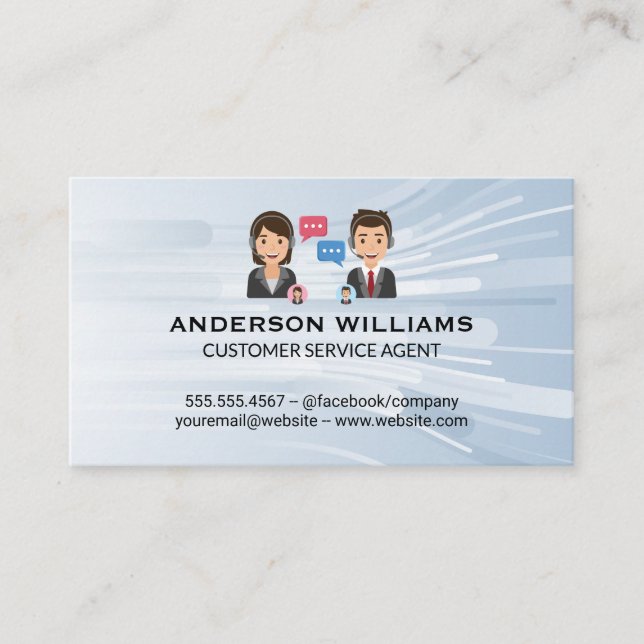 Cartão De Visita Suporte ao cliente do call center | Pessoas Chatti (Frente)