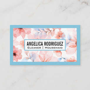 Cartão De Visita Suprimentos de Limpeza de Casa   Flores Fundo
