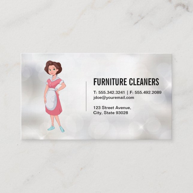 Cartão De Visita Suprimentos de limpeza | Maid in Attyre (Frente)