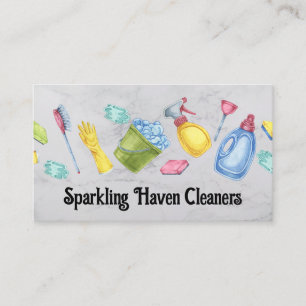 Cartão De Visita Suprimentos de limpeza Saneamento Janitor Ma