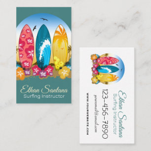 Cartão De Visita Surfboard Beach