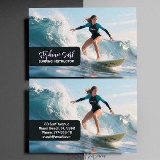 Cartão De Visita Surfing Female Instructor  Business Card