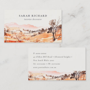 Cartão De Visita Sutle Blush Laranja Aquarela Woods Montanha 