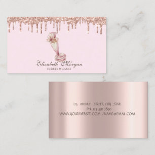 Cartão De Visita Sweets Rose Gold Drips Padaria