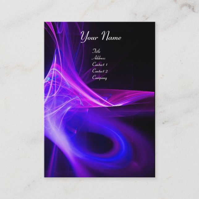 Cartão De Visita SWIRL 2 MONOGRAM Vibrante preto-rosa azul (Frente)