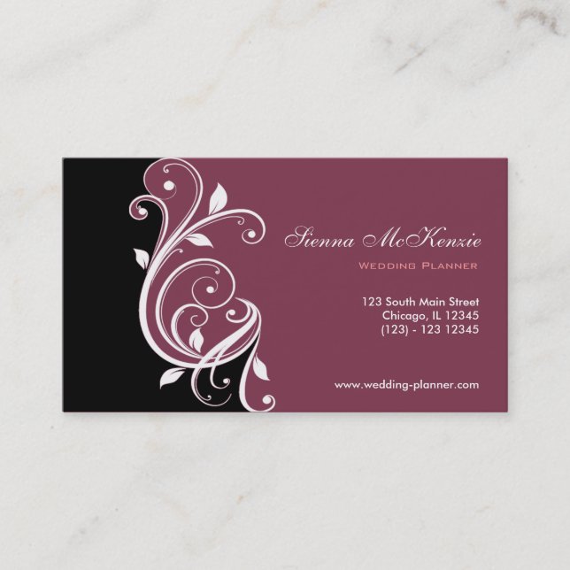 Cartão De Visita Swirl Wedding Planner (Frente)