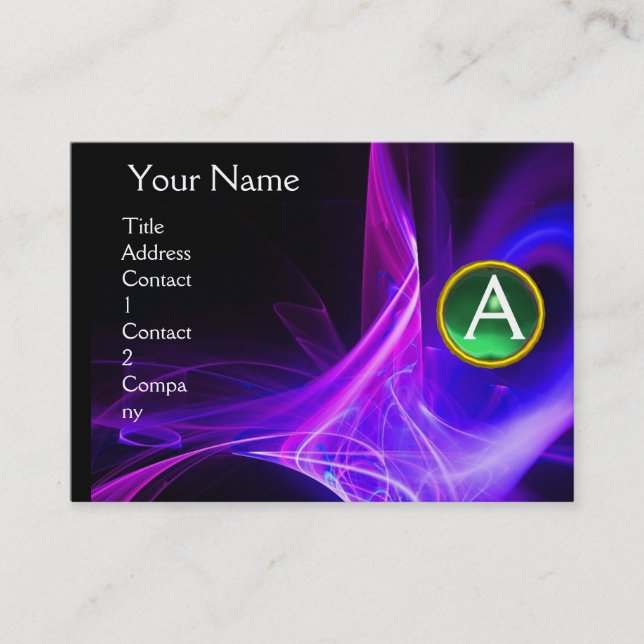 Cartão De Visita SWIRLGEM MONOGRAM Verde-rosa branco vibrante (Frente)