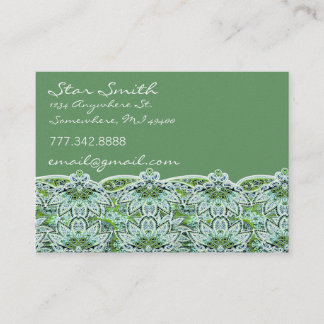 Cartão De Visita Swirly Floral Paisly Sage Green