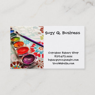 Cartão De Visita Tabuleiro de Pintura e Pincel do Artista de Aquare