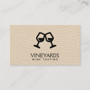 Cartão De Visita Taças de Vinho   Textura de Couro